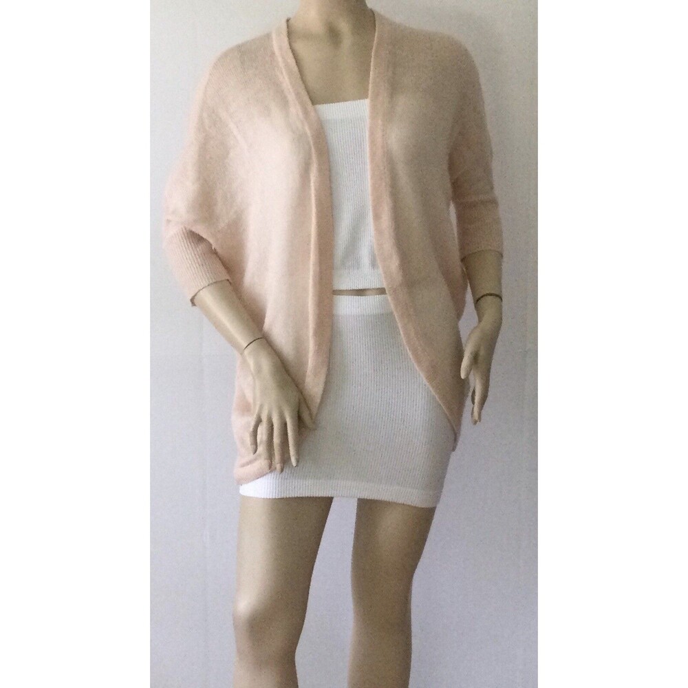 VENUS Open Front 3/4 Dolman Sleeves Cardigan Sweater, Peach (Size XS)